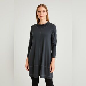 Lisa Bayne‎ artsy cotton bamboo mock neck tunic dress size medium